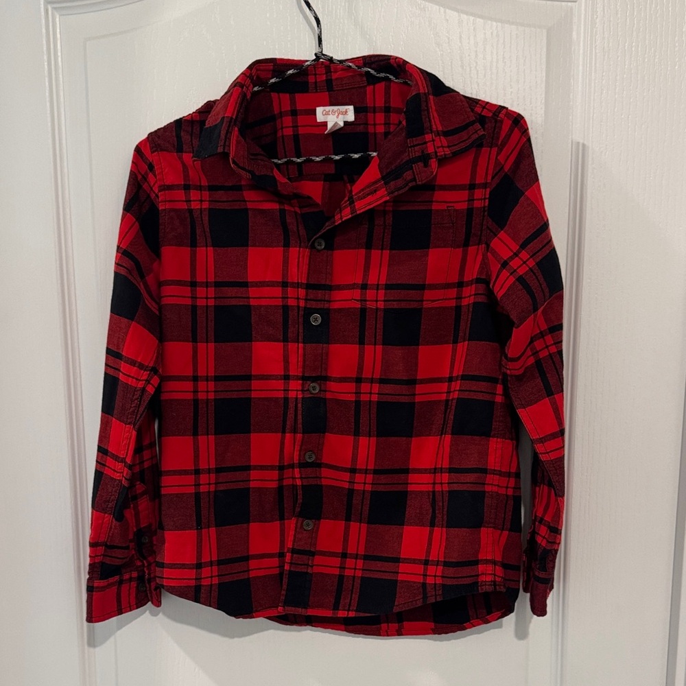 Cat & Jack Red and Black Checkered Kids Button Down Shirt